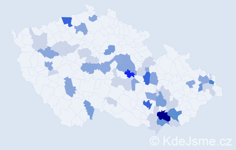 Příjmení: 'Čechal', počet výskytů 144 v celé ČR