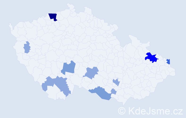 Příjmení: 'Bujnovská', počet výskytů 27 v celé ČR