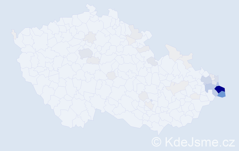 Příjmení: 'Rusz', počet výskytů 254 v celé ČR