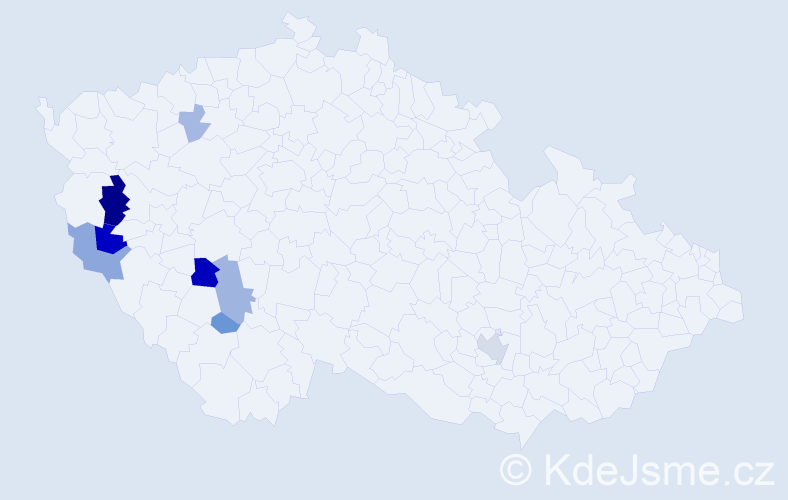 Příjmení: 'Oberajtr', počet výskytů 19 v celé ČR