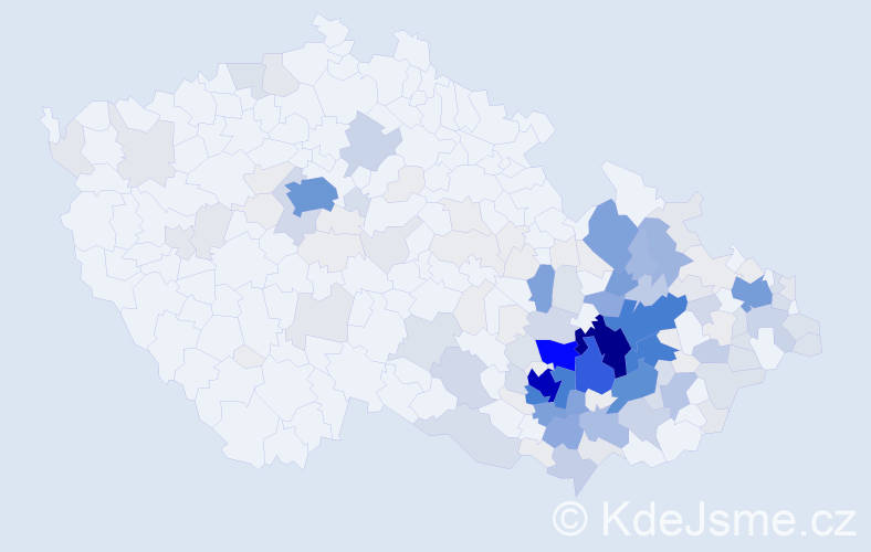 Příjmení: 'Vymazal', počet výskytů 798 v celé ČR