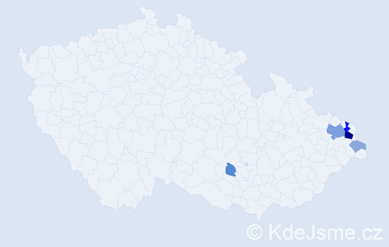 Příjmení: 'Putek', počet výskytů 17 v celé ČR