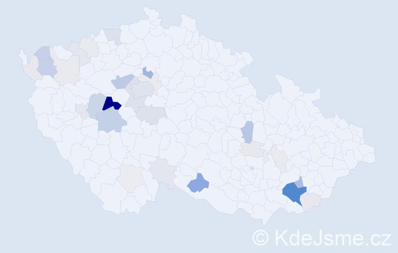 Příjmení: 'Abrhám', počet výskytů 130 v celé ČR
