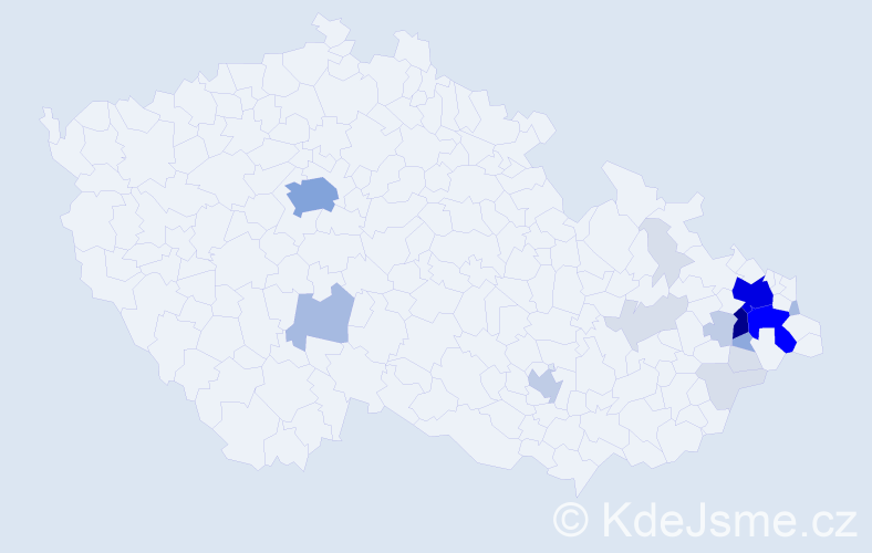 Příjmení: 'Hrnčárková', počet výskytů 76 v celé ČR