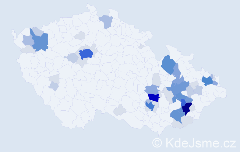 Příjmení: 'Nesrstová', počet výskytů 195 v celé ČR