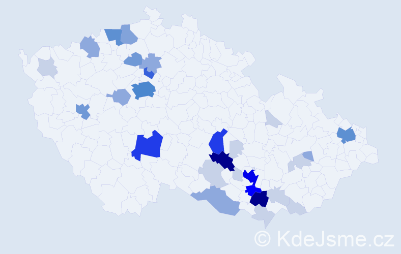 Příjmení: 'Klobása', počet výskytů 112 v celé ČR