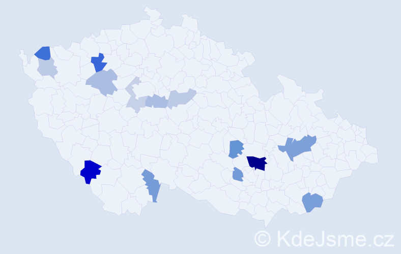 Příjmení: 'Šavrňák', počet výskytů 26 v celé ČR