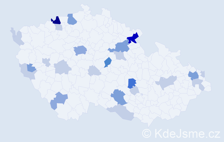 Příjmení: 'Cisárová', počet výskytů 67 v celé ČR