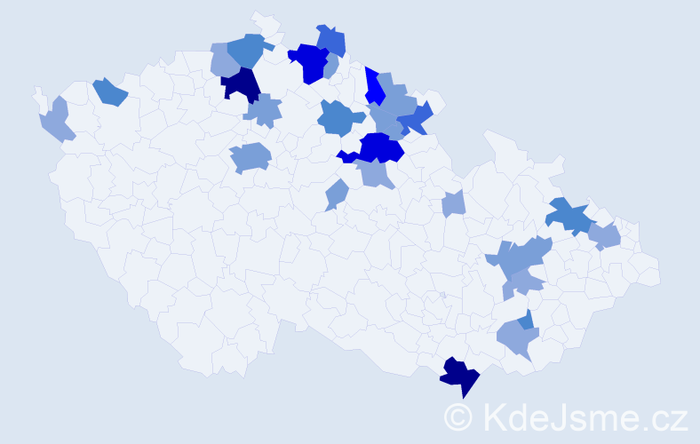 Příjmení: 'Kober', počet výskytů 77 v celé ČR