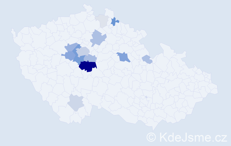 Příjmení: 'Zderadičková', počet výskytů 60 v celé ČR