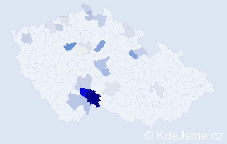 Příjmení: 'Vejvar', počet výskytů 66 v celé ČR