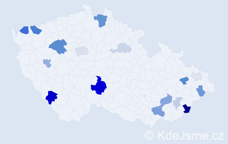 Příjmení: 'Vávro', počet výskytů 37 v celé ČR