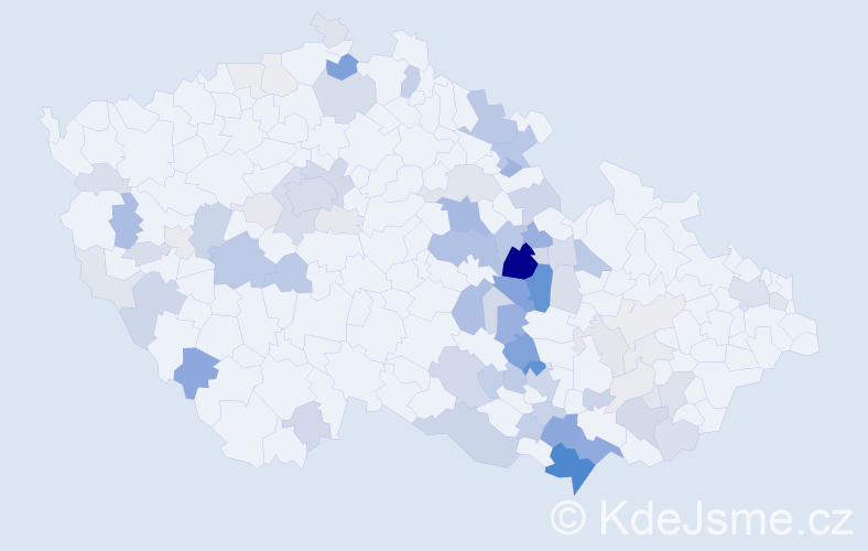 Příjmení: 'Pulkrábek', počet výskytů 286 v celé ČR