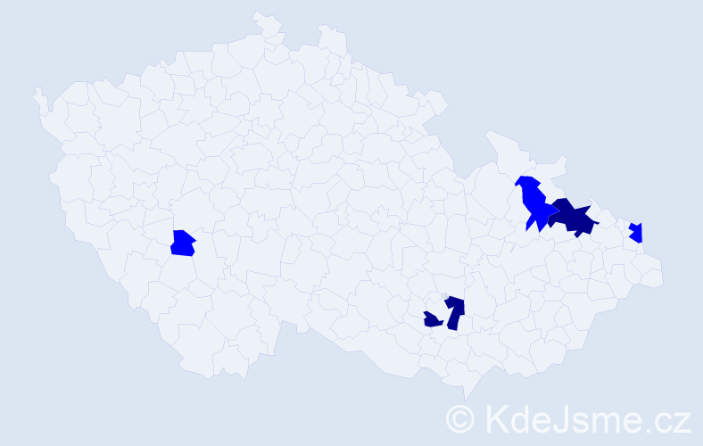 Příjmení: 'Kinček', počet výskytů 7 v celé ČR