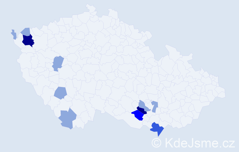 Příjmení: 'Čudanová', počet výskytů 24 v celé ČR