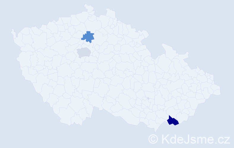 Příjmení: 'East', počet výskytů 5 v celé ČR