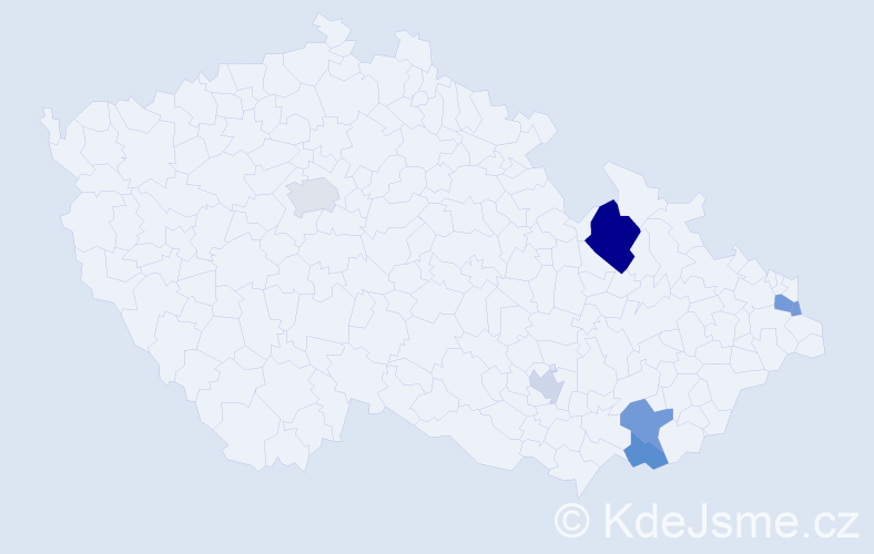 Příjmení: 'Čellárová', počet výskytů 22 v celé ČR