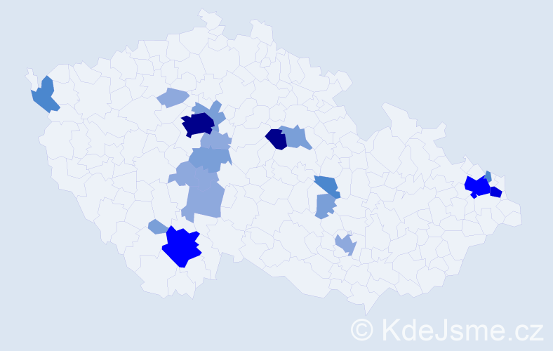 Příjmení: 'Jaroch', počet výskytů 55 v celé ČR