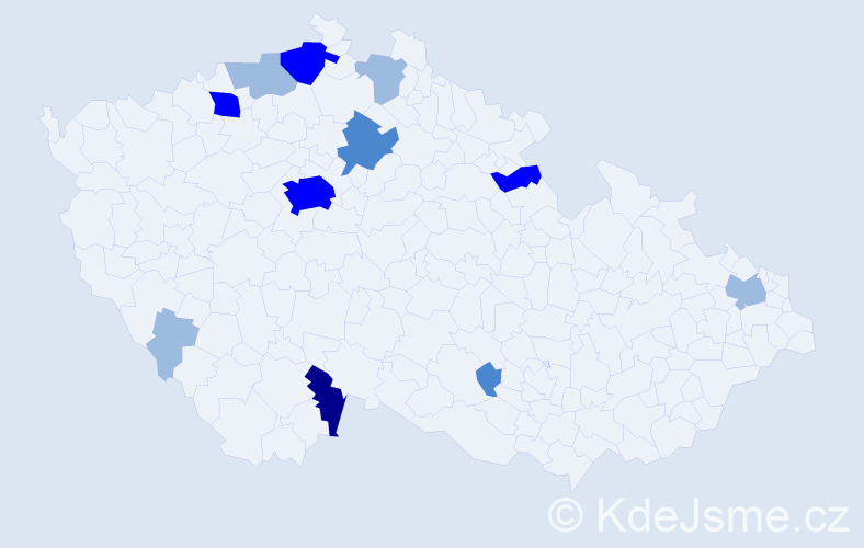 Příjmení: 'Pillárová', počet výskytů 25 v celé ČR