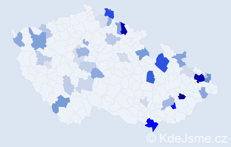 Příjmení: 'Babičová', počet výskytů 139 v celé ČR