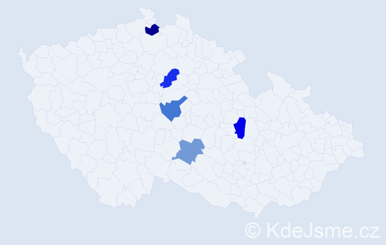 Příjmení: 'Damdinjamts', počet výskytů 5 v celé ČR