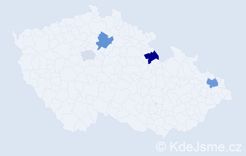 Příjmení: 'Vaseková', počet výskytů 5 v celé ČR