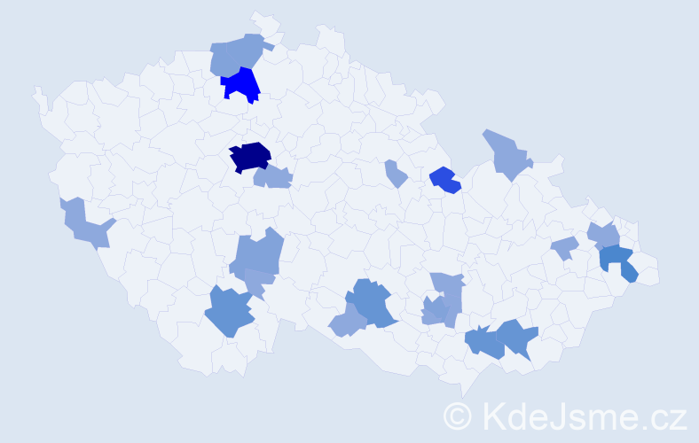 Příjmení: 'Andrášová', počet výskytů 53 v celé ČR