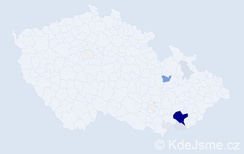 Příjmení: 'Běhávková', počet výskytů 54 v celé ČR