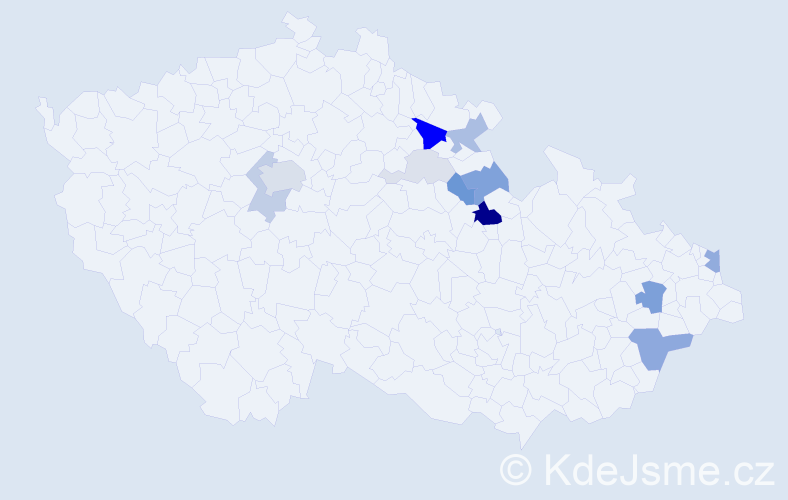 Příjmení: 'Lédr', počet výskytů 36 v celé ČR