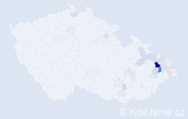Příjmení: 'Šajtar', počet výskytů 123 v celé ČR
