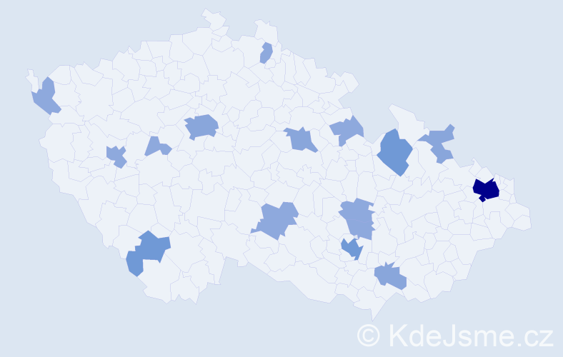 Příjmení: 'Fistrová', počet výskytů 34 v celé ČR