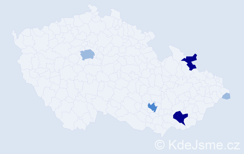 Příjmení: 'Točková', počet výskytů 12 v celé ČR