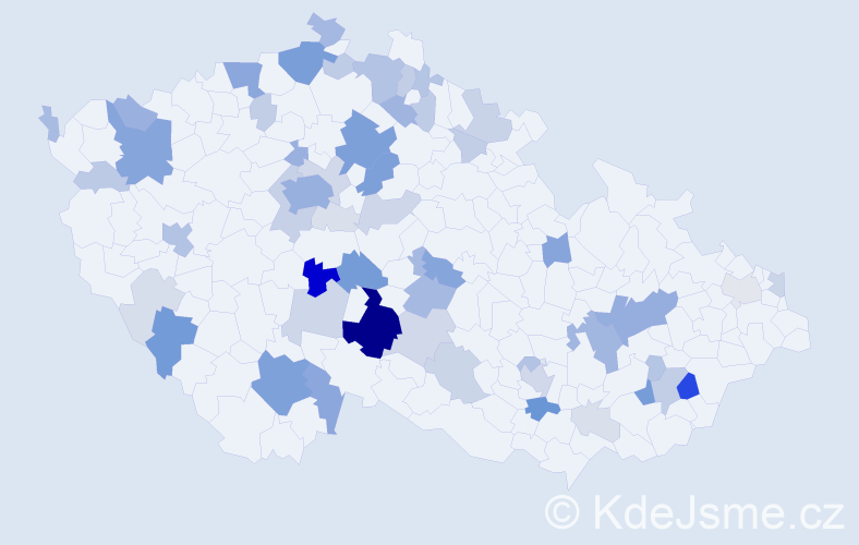 Příjmení: 'Koutek', počet výskytů 214 v celé ČR