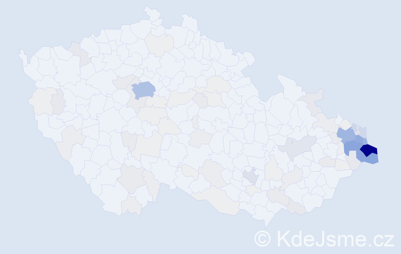 Příjmení: 'Kaleta', počet výskytů 544 v celé ČR