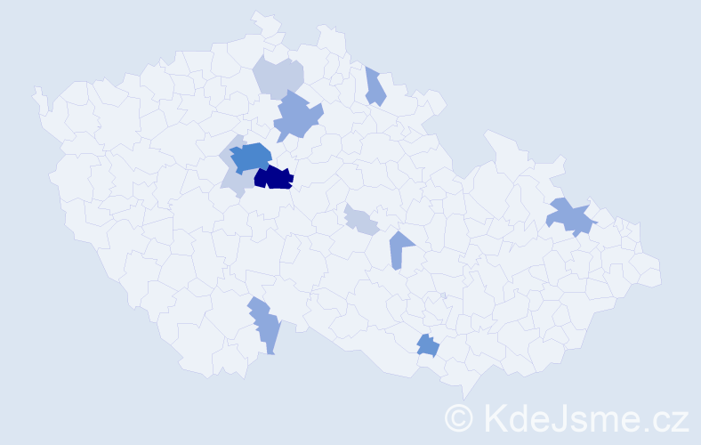 Příjmení: 'Hoftová', počet výskytů 33 v celé ČR