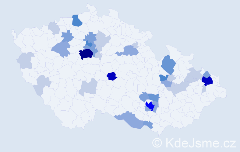 Příjmení: 'Nevím', počet výskytů 104 v celé ČR