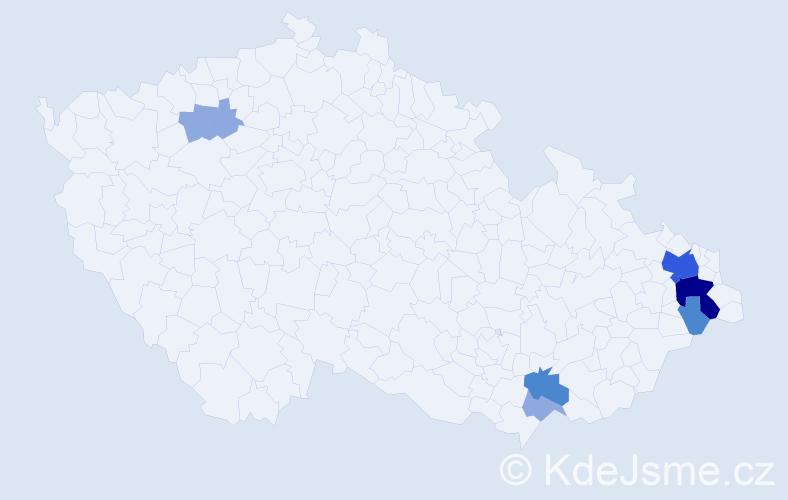 Příjmení: 'Straňánková', počet výskytů 15 v celé ČR