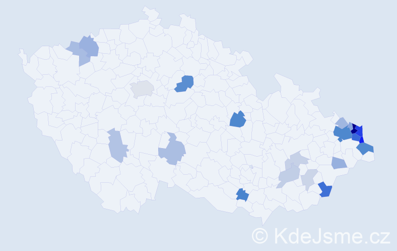 Příjmení: 'Rašíková', počet výskytů 65 v celé ČR