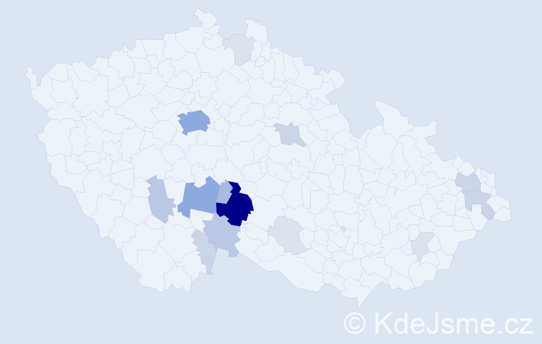 Příjmení: 'Tušil', počet výskytů 58 v celé ČR