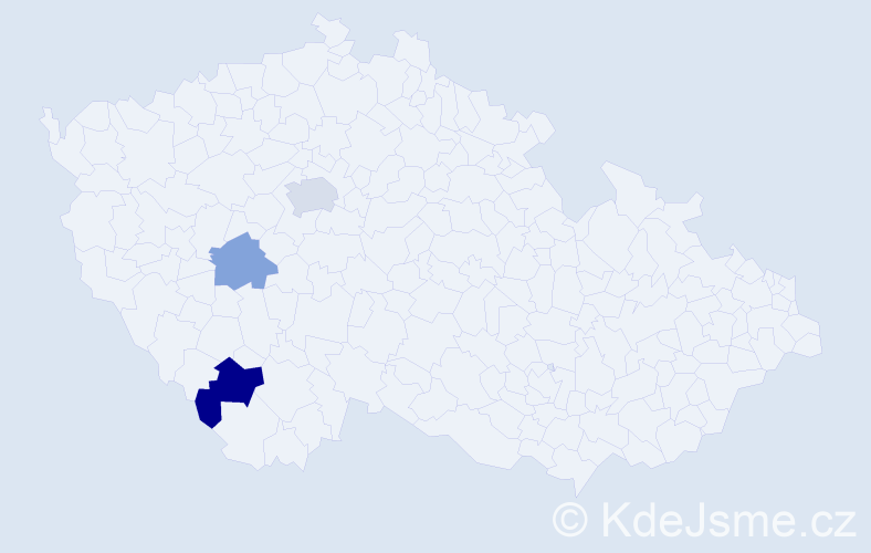 Příjmení: 'Kačák', počet výskytů 5 v celé ČR