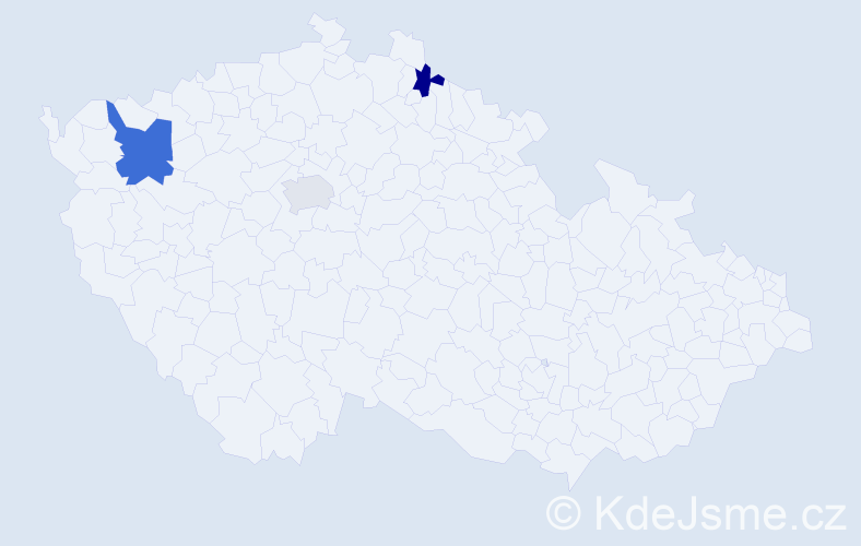 Příjmení: 'Pachá', počet výskytů 4 v celé ČR