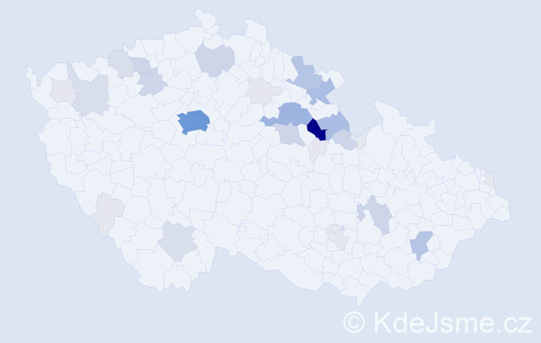 Příjmení: 'Kapuciánová', počet výskytů 118 v celé ČR