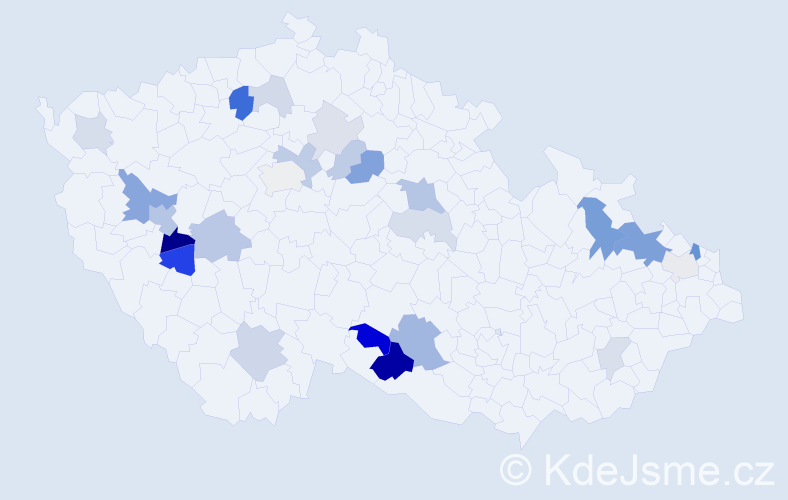 Příjmení: 'Noháčková', počet výskytů 59 v celé ČR