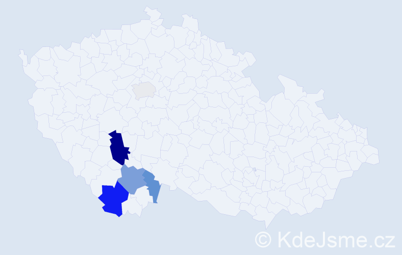 Příjmení: 'Grammetbauer', počet výskytů 13 v celé ČR