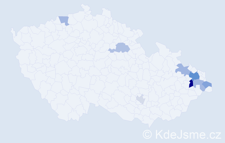 Příjmení: 'Bereková', počet výskytů 15 v celé ČR