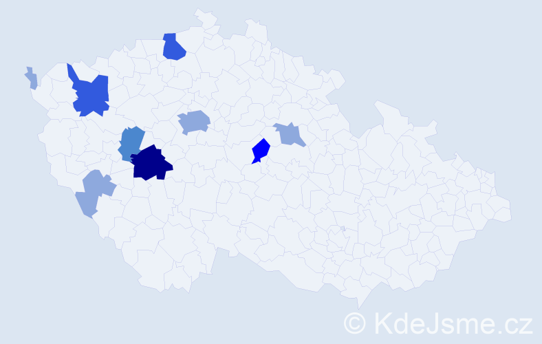 Příjmení: 'Kalčic', počet výskytů 21 v celé ČR