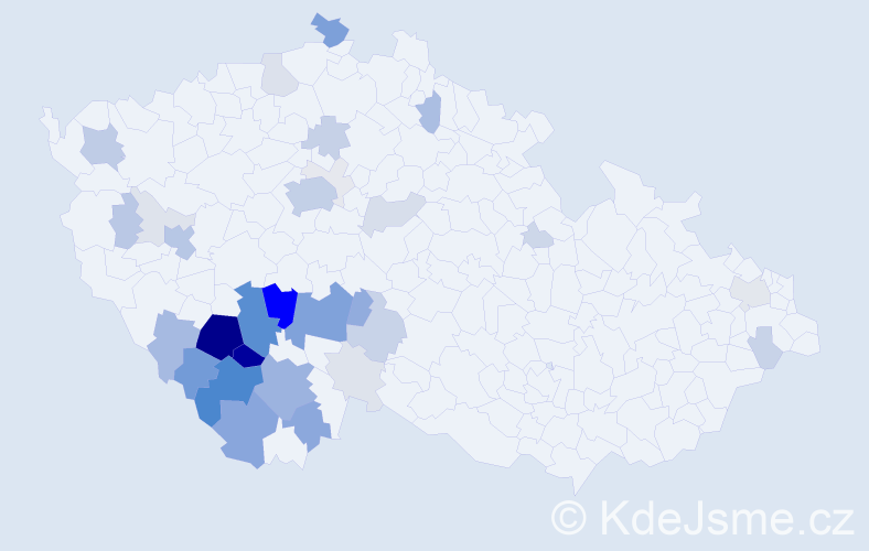 Příjmení: 'Vachta', počet výskytů 160 v celé ČR