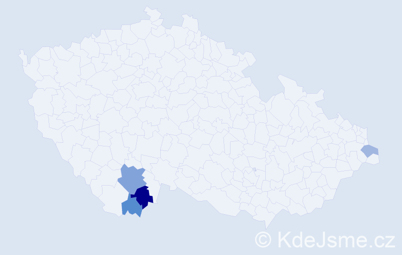 Příjmení: 'Pupek', počet výskytů 7 v celé ČR