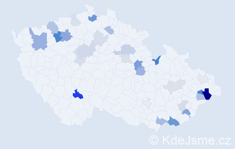 Příjmení: 'Límová', počet výskytů 54 v celé ČR