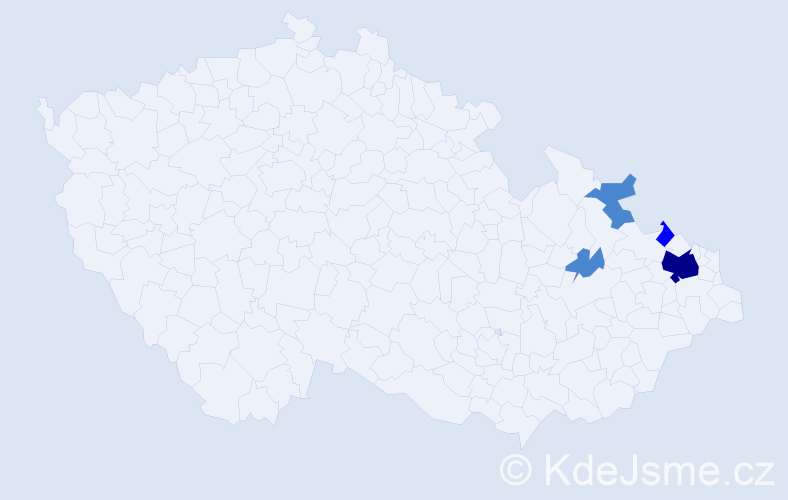 Příjmení: 'Miškev', počet výskytů 7 v celé ČR